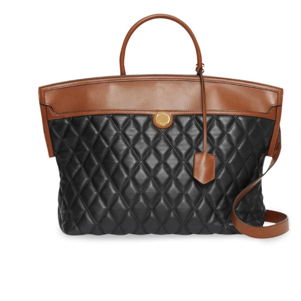 Burberry Quilted Society Top Handle Bag black lambskin-New with Tags - Picture 1 of 9